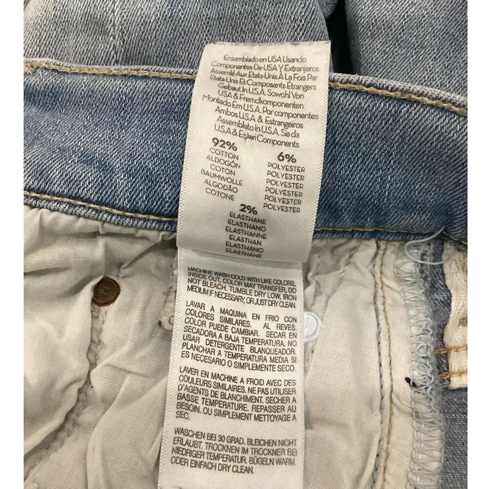 Mother Rider Ankle Fray Jeans Light‎ Wash Distressed High Rise Size 28